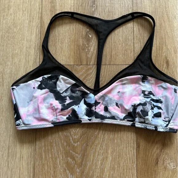 Lululemon Water: Salty Swim Sport Top Grapefruit/Mini Oki Gray Bikini UPF 50+ - Picture 5 of 5